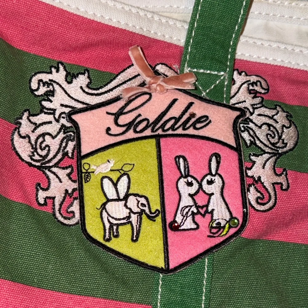 Bath‎ & Body Works Goldie Green and Pink Striped Tote